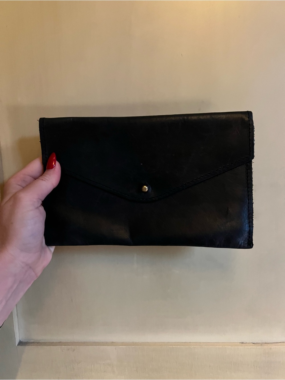 Black Envelope Clutch with Snap Closure